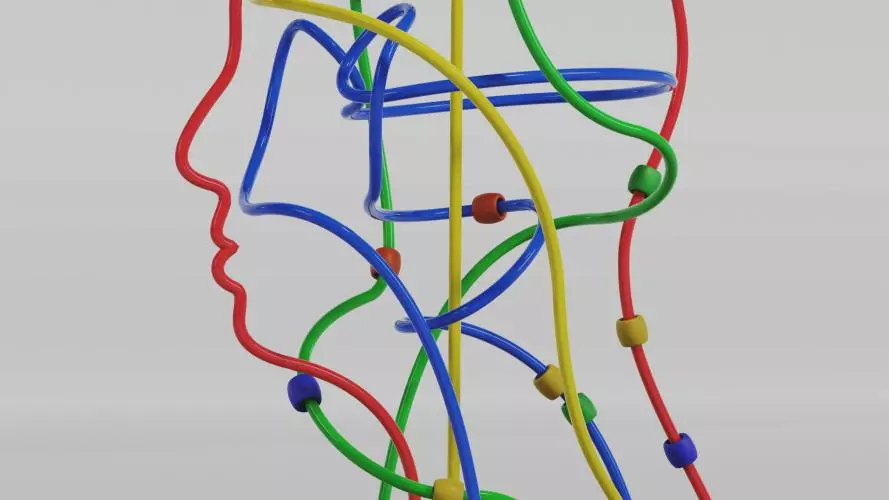 Wire art of human head